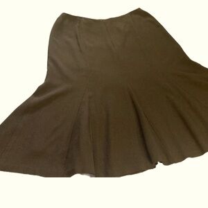 Talbots 6 Black Trumpet Skirt Flowy Pure Black Fit & Flare Italian